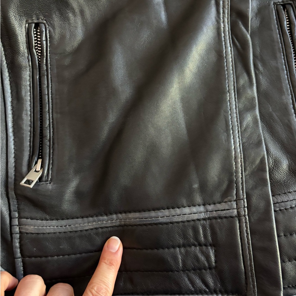 Barneys Original Women's Cropped Black Leather Biker Jacket - Picture 13 of 16